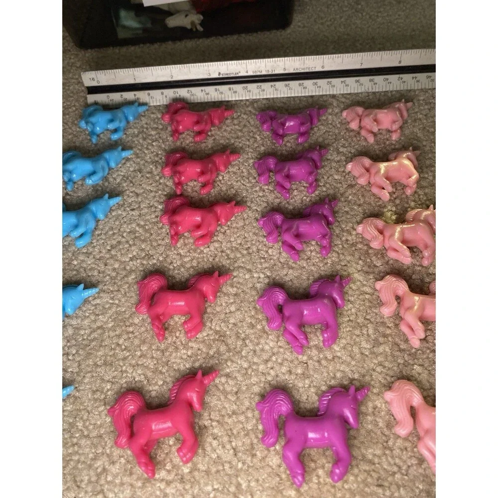 Lot of 21 Mini Silicone Unicorn Figures Pink Purple Blue 1